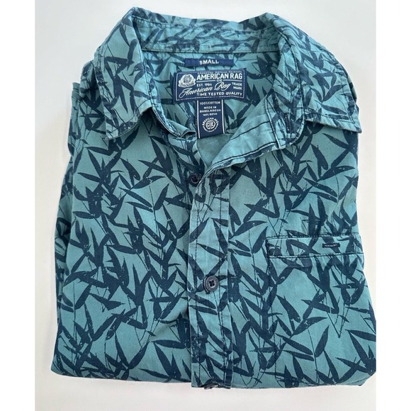 American Rag Mens S Button Up Cotton Leaf Floral Hawaiian Fishing Beach shirt‎ - Picture 1 of 5